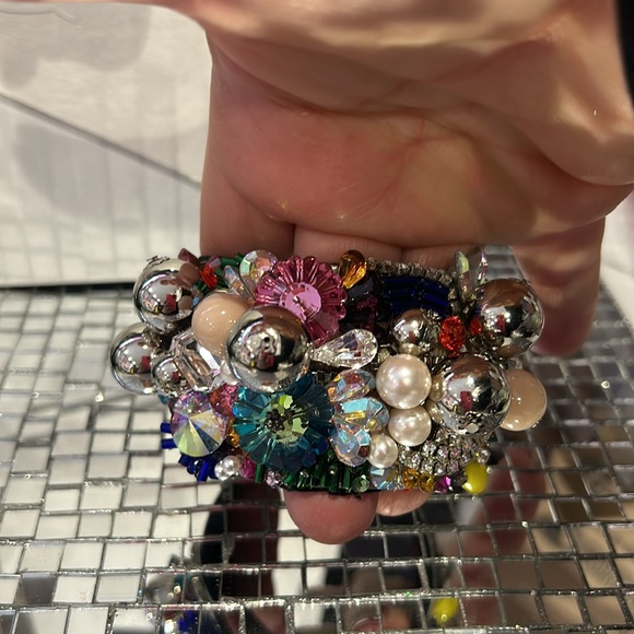 Vintage ‘80s Designer Crystal and Beadwork “Everything” Cuff Bracelet-Boutique - Picture 14 of 15